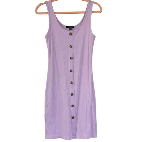 Ambiance Lavender Purple Ribbed Bodycon Button Sundress Women’s M Summer Girly - Picture 1 of 8